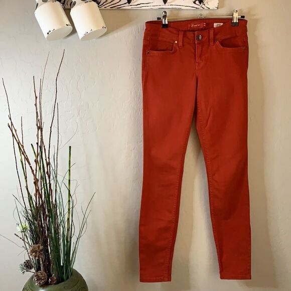LEVEL 99 red denim four pocket pants Janice ultra skinny style size 26 - Picture 3 of 10